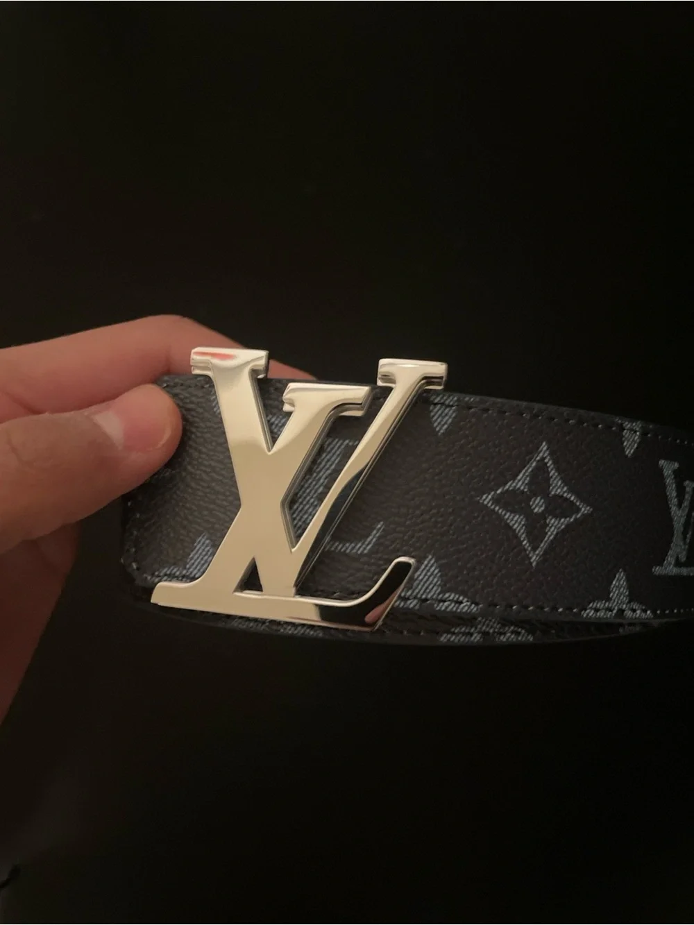 Louis Vuitton Men’s Monogram LV Buckle Belt in Black and Gray SEND OFFERS